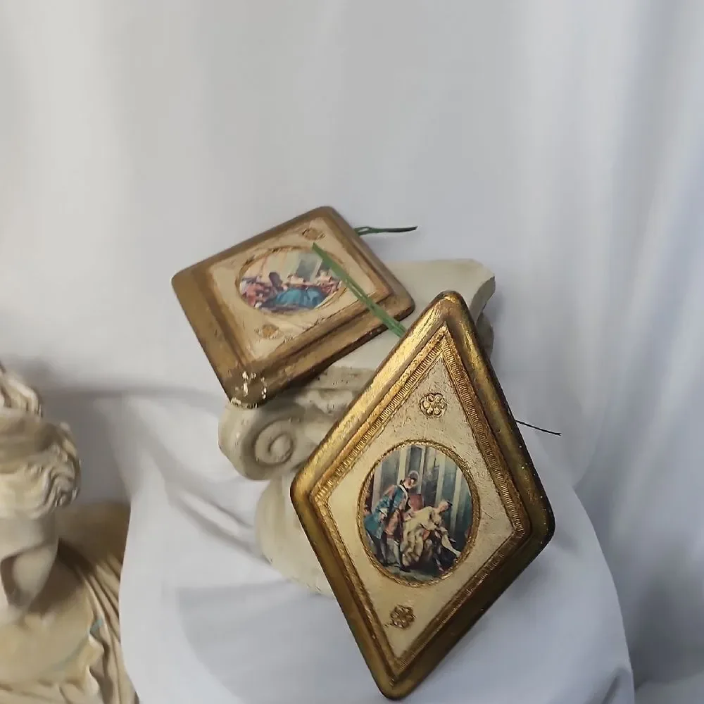 Gilded Vintage Florentine Empire Art Products Made In Italy Decorative Plaques